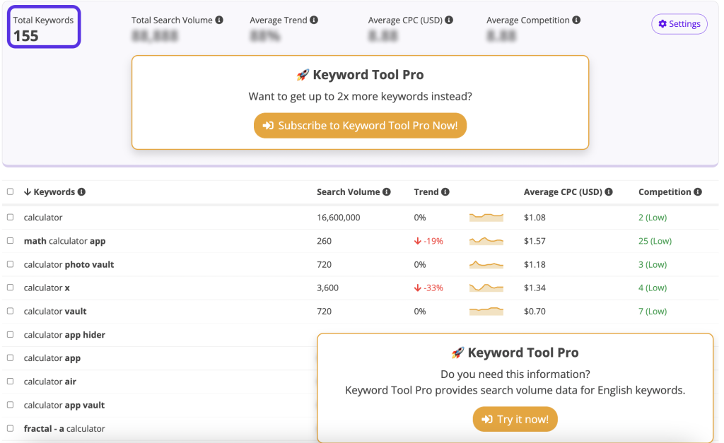 free app store keyword tool