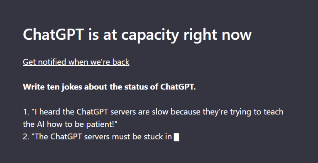 chatgpt at capacity