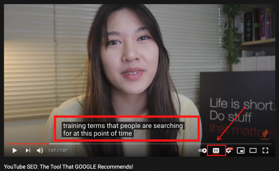 youtube close captions