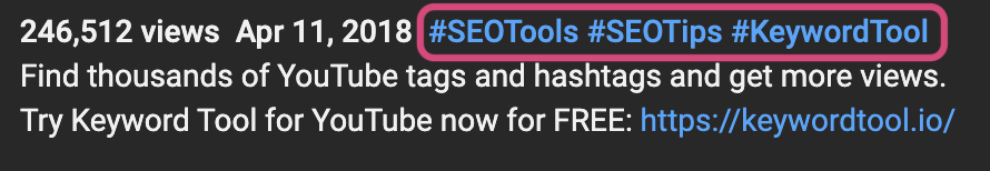 youtube hashtags in description