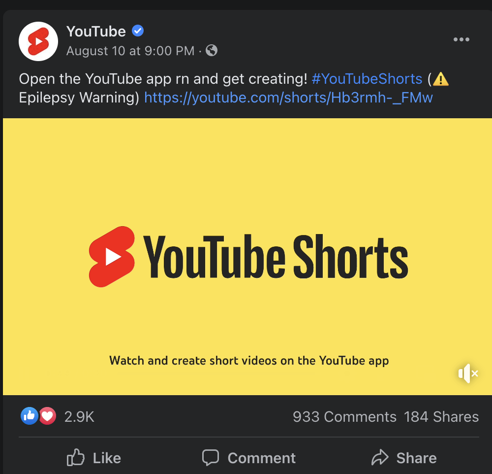 youtube facebook page