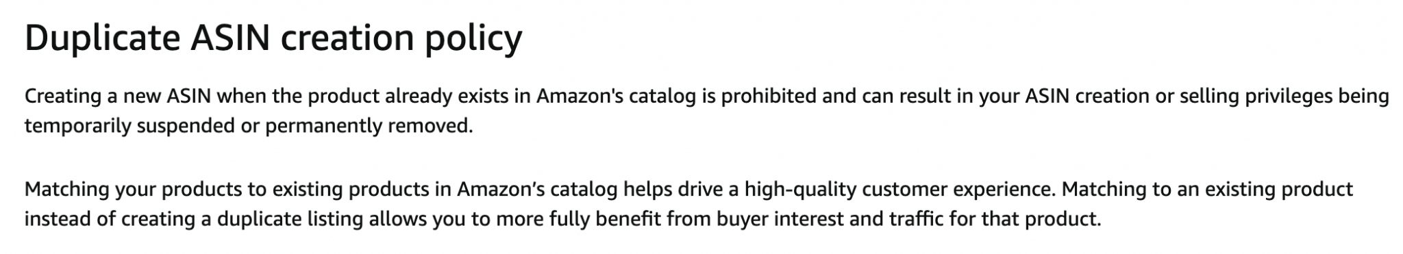 amazon policy for duplicate asin number
