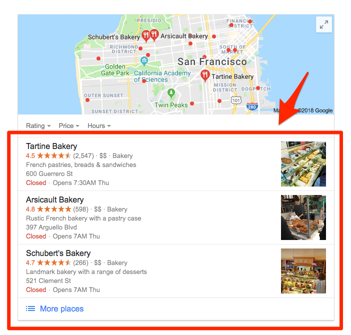 A business featured in Google local pack shows a well done local SEO